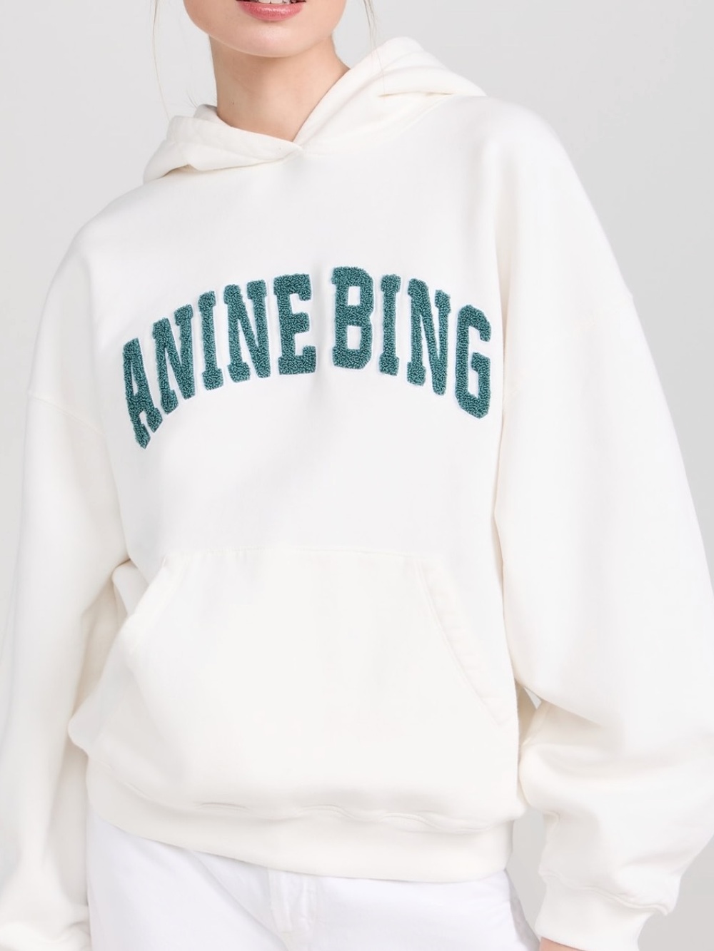 NWT Anine Bing - Harvey Sweatshirt in Ivory/Dark Sage